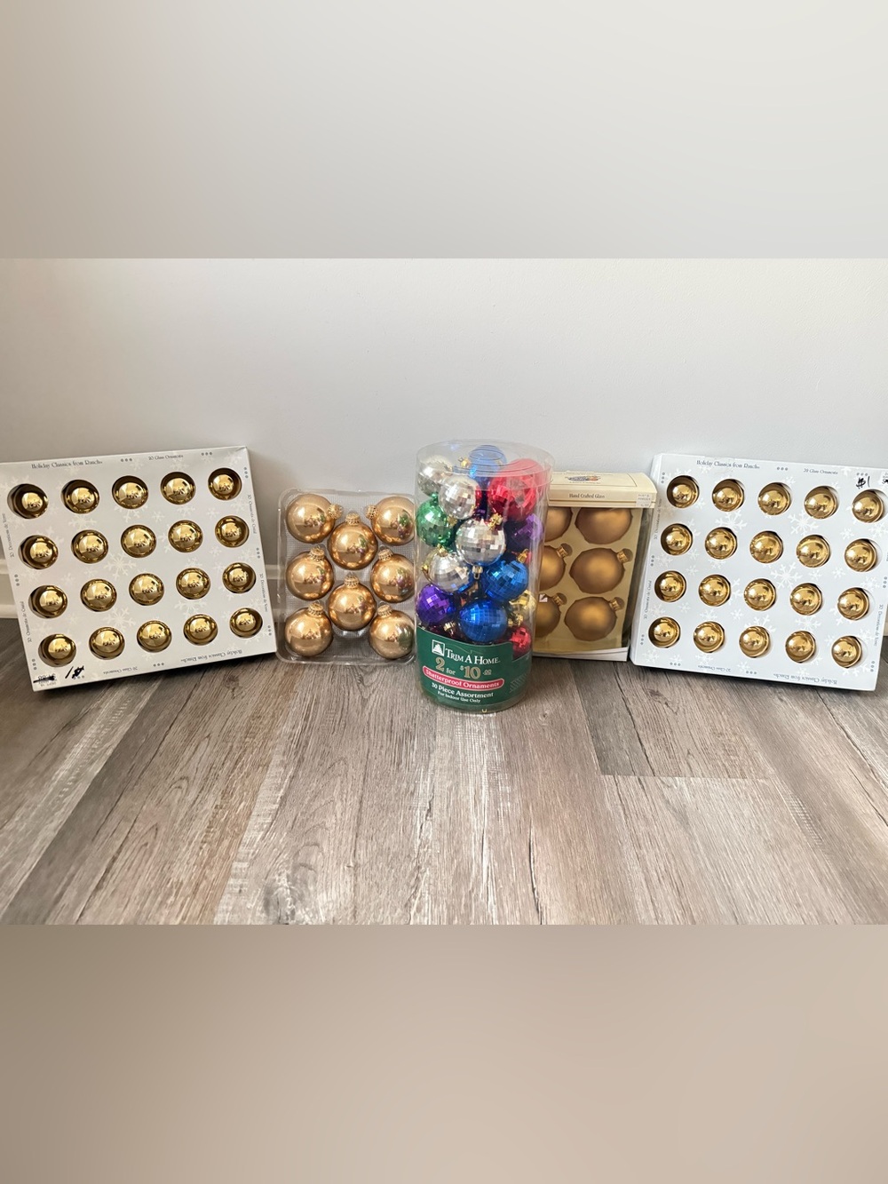 Vintage Glass Christmas Ornament Assortment Lot Multi Color Gold Holiday Balls